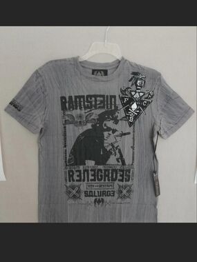 NWT Salvage Gray Short Sleeve Graphic Crew Neck Tee. M
